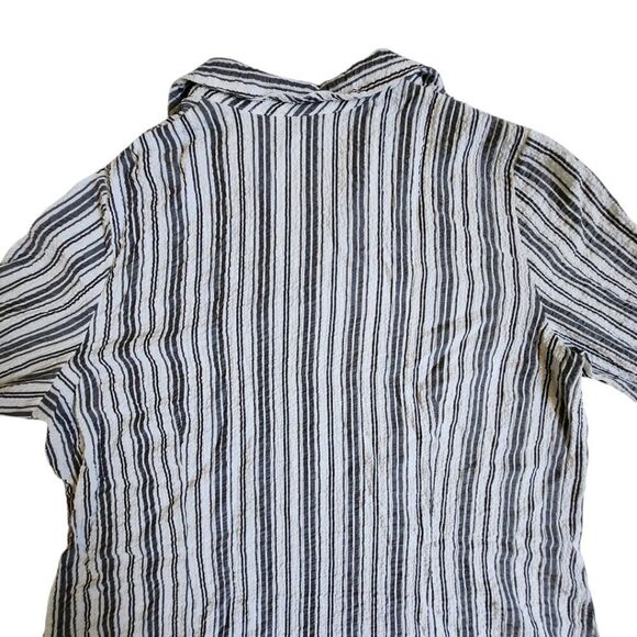 Allison Daley white gray striped button up top sz 14 - Picture 4 of 10